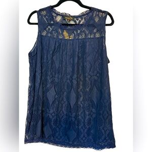 Suzanne Betro Navy Lace Sleeveless Blouse